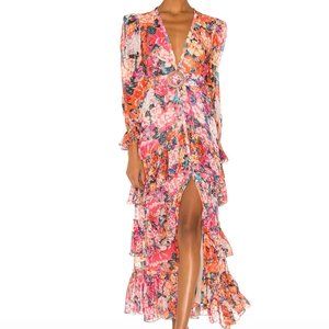 Rococo Sand Floral Maxi Dress - Pink and Orange